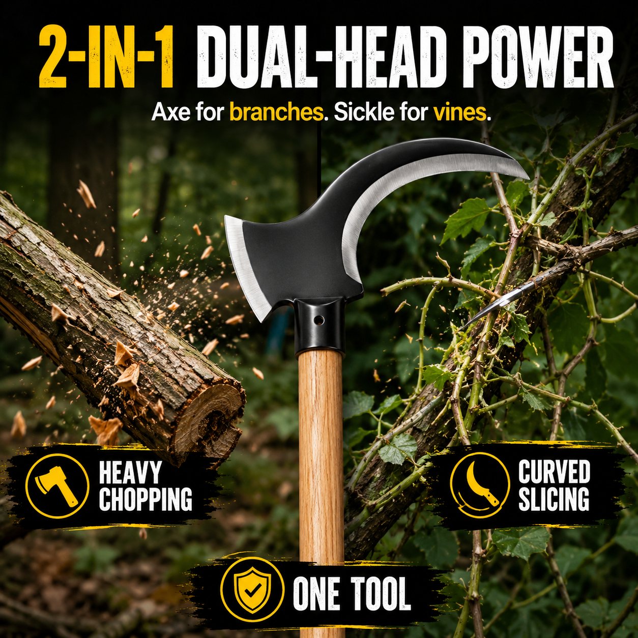 ✨ Tactical Dual-Head Clearing Axe & Sickle