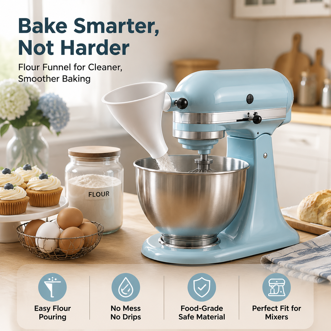 🔥LAST DAY 50% OFF ✨Flour Funnel for Kitchen Aid Stand Mixer