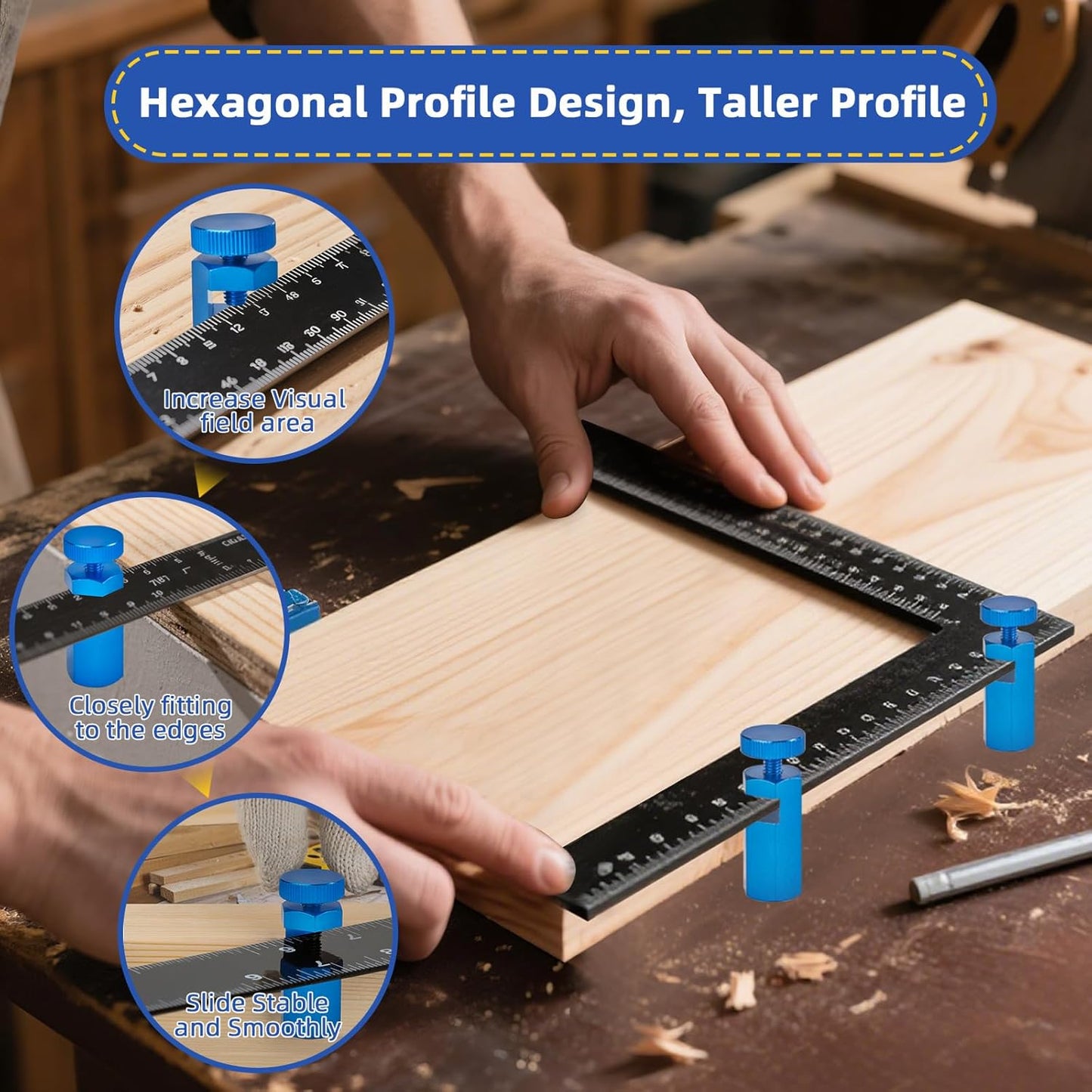 🔥LAST DAY 49% OFF 🛠️Tall Stair Gauges for Framing Square with Holder, for Carpentry Squares, Framing Jig Circular Saw