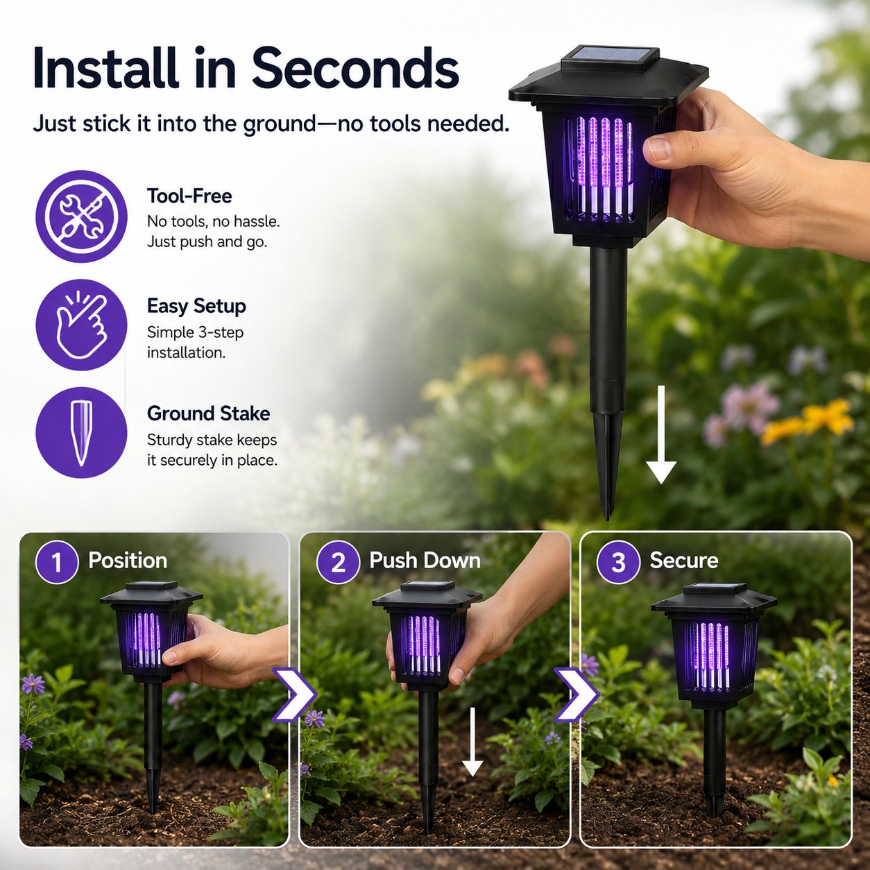 ⚡Summer Hot Sale 49% OFF🔥Solar Mosquito Zapper Light – Outdoor Garden Stake Lamp