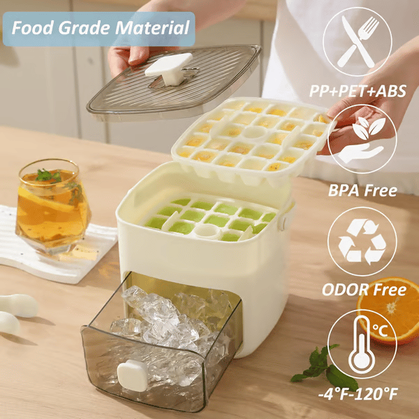 🔥LAST DAY 50% OFF - 🧊Portable Ice Maker with Lid and Storage Box (✨Includes Ice Tongs)