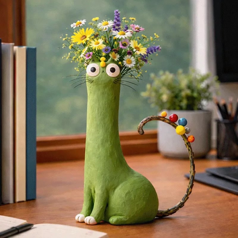 🔥 😻Handcrafted & Hand-Painted Quirky Ceramic Cat Vase