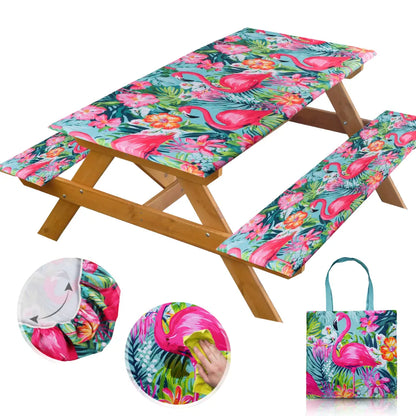 🧺 Stretch Picnic Tablecloth Set | Includes Bench Covers + Storage Bag 👜