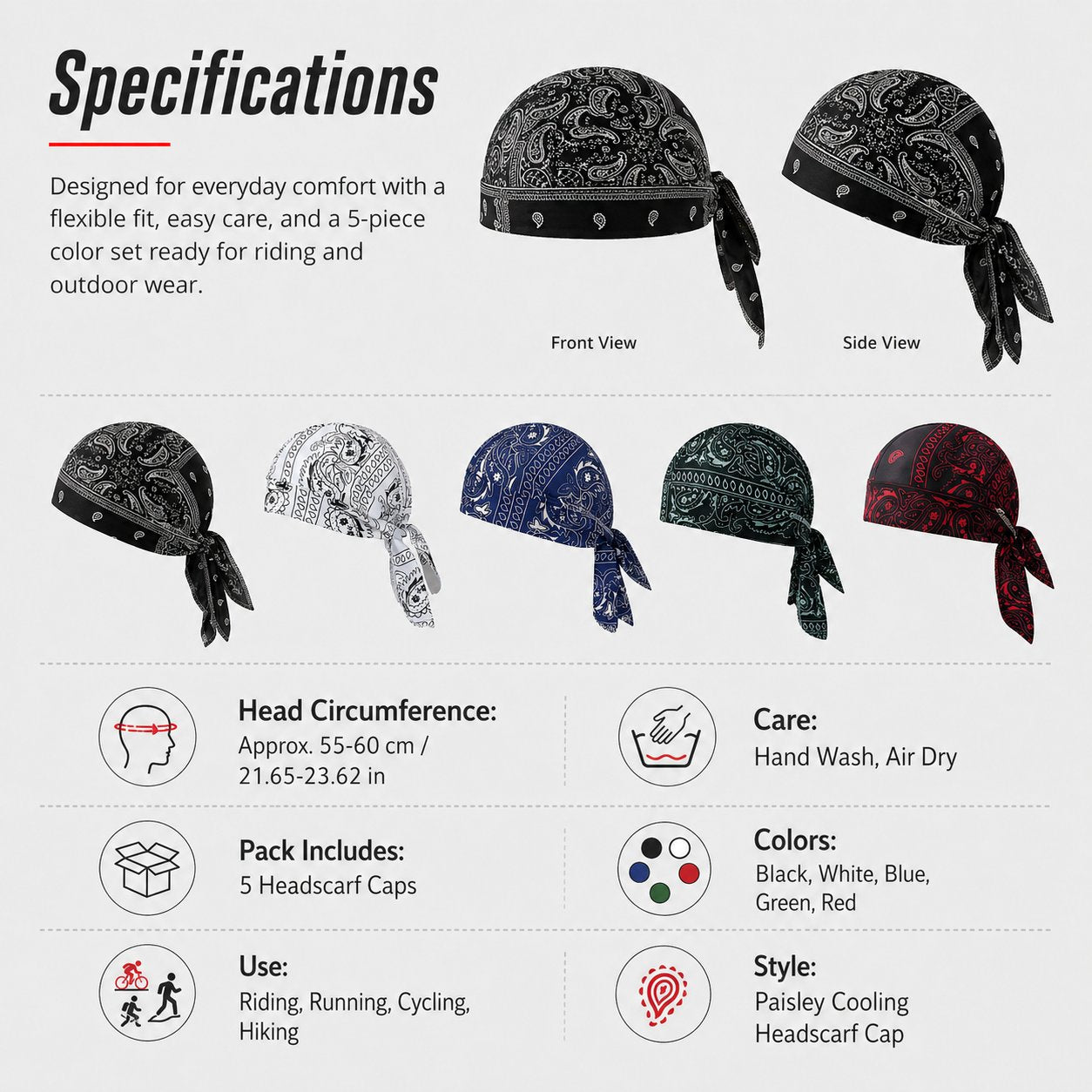 2026 New in Hot Sale 49% OFF🌟 Paisley Cooling Headscarf Cap Set