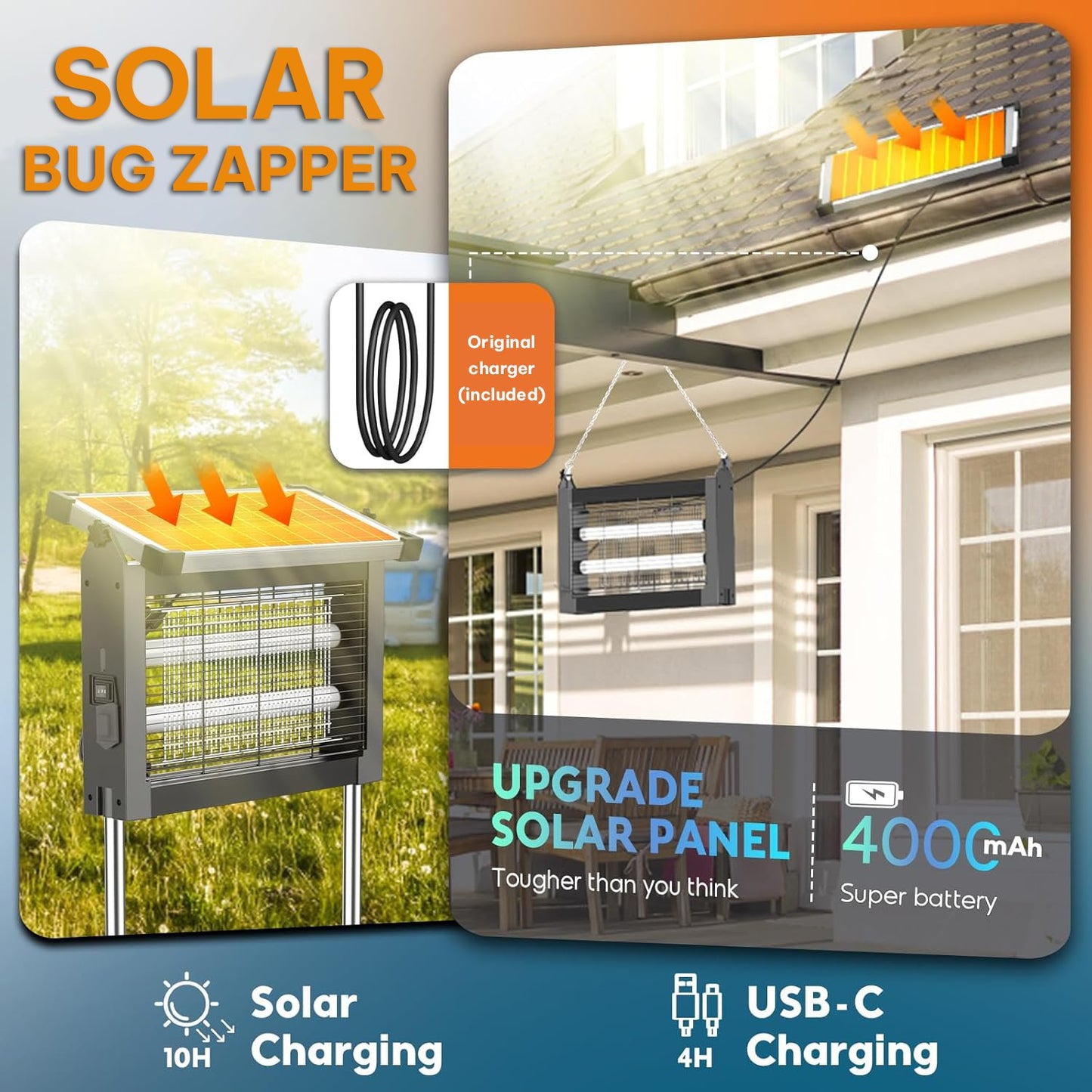 SolarGuard 3X Bug Zapper  Powerful Solar Mosquito Killer for Outdoor & Indoor Use