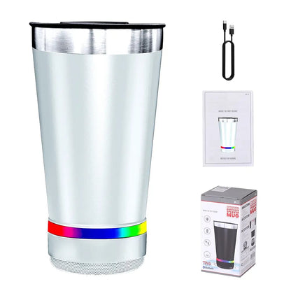 🎧 Bluetooth Speaker Tumbler – 16oz Double-Wall Stainless Steel with LED Glow