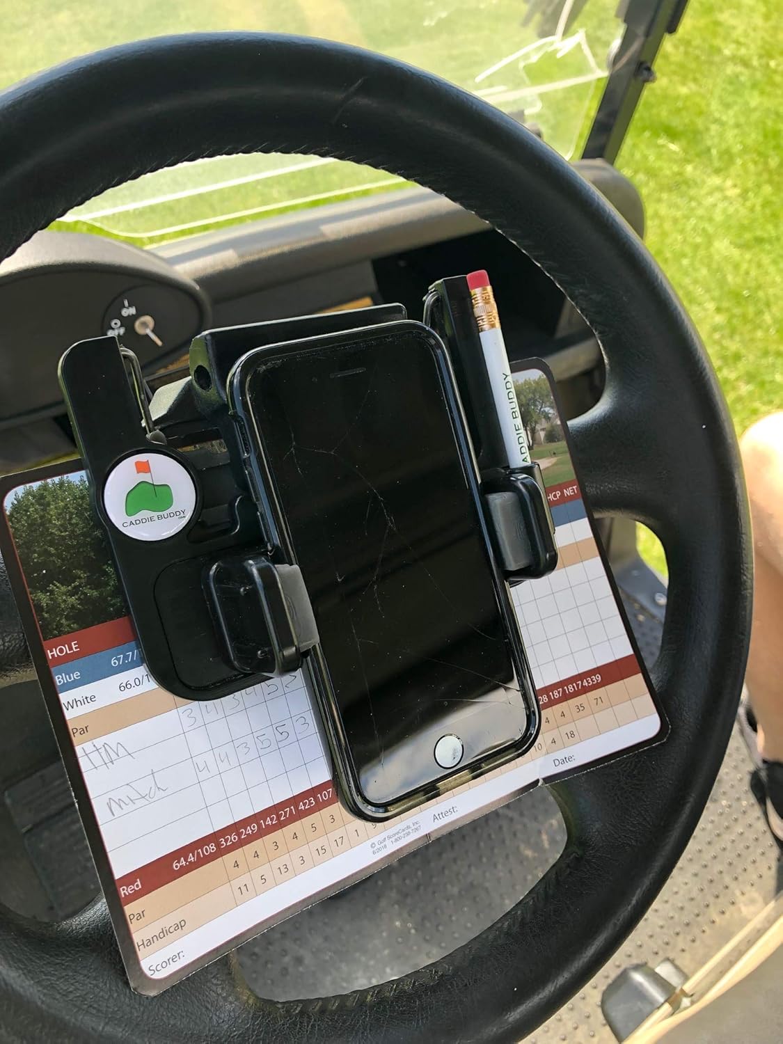 🔥Hot Sale 49% off - 🌟⛳ Clip-On Phone Holder for Golf Cart Steering Wheel – Quick Install & Firm Grip