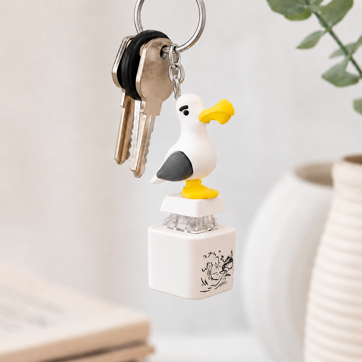 🐦 😂Seagull "MINE!" Sound Button Keychain – Real Sound & LED Light Fun Gift