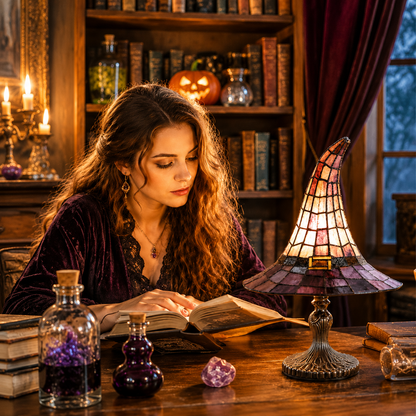 🧙‍♀️✨Stained Glass Witch Hat Lamp
