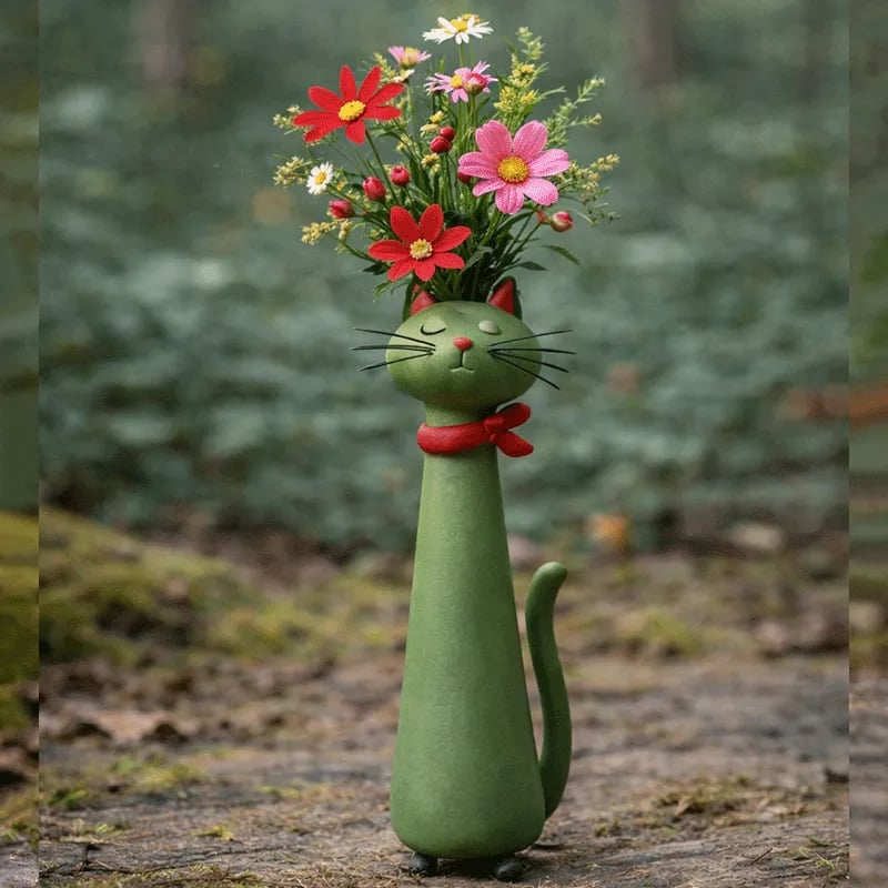 🔥 😻Handcrafted & Hand-Painted Quirky Ceramic Cat Vase