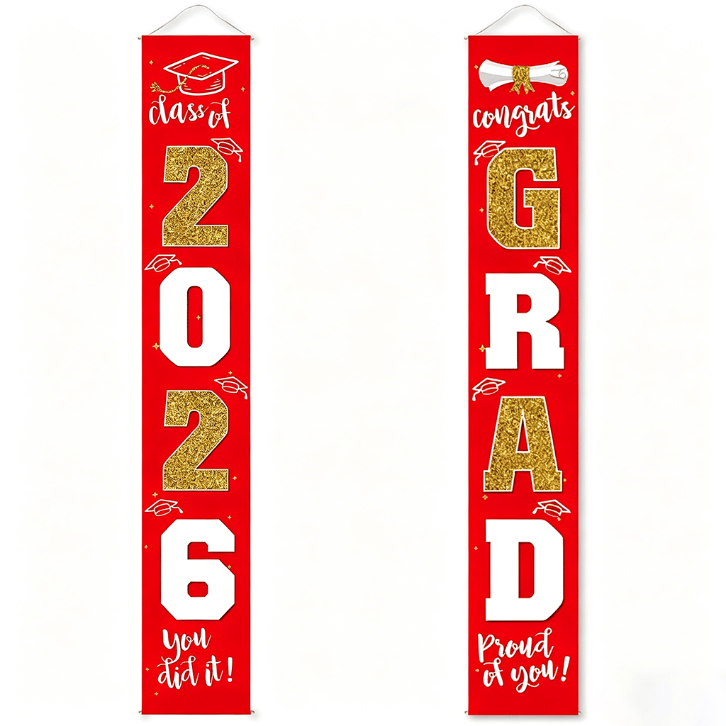 🔥LAST DAY 50% OFF - 🎓Class of 2026 Graduation Banner | Congrats Grad Front Door Porch Decor for Graduation Party (✨Set of 2)
