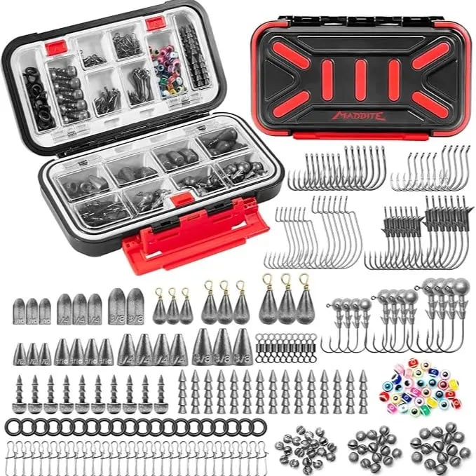 🐟 MadBite by KastKing 400PCS Fishing Tackle Kit – Professional Freshwater Rigging Set – Waterproof Box Included – Expert-Level Hooks & Jig Heads 🎣