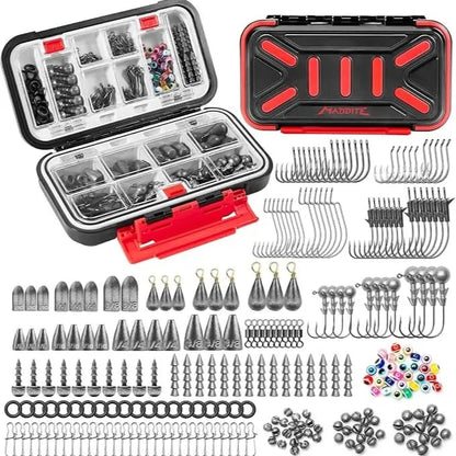 🐟 MadBite by KastKing 400PCS Fishing Tackle Kit – Professional Freshwater Rigging Set – Waterproof Box Included – Expert-Level Hooks & Jig Heads 🎣
