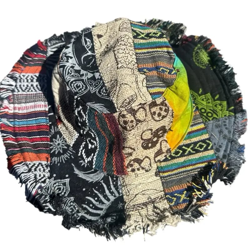 🔥Last Day 55% OFF - 🍄🎩Patchwork Multicolored Mushroom Hemp Hat with Hidden Pocket Fedorahats