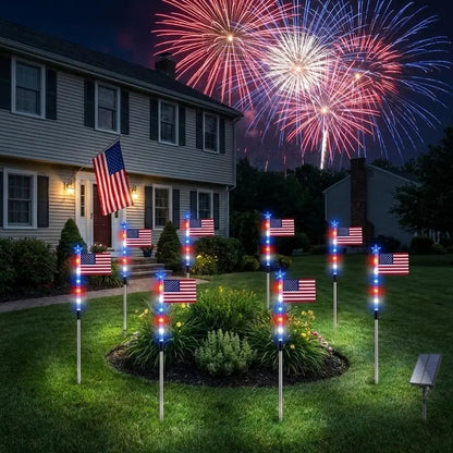 🇺🇸✨8 Solar American Flag Pathway Lights for 250th Independence Celebration