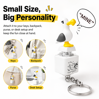 🐦 😂Seagull "MINE!" Sound Button Keychain – Real Sound & LED Light Fun Gift