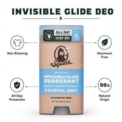 🔥LAST DAY 49% OFF - 🌊 Dr. Squatch Coastal Mist Deodorant 2-Pack | Aluminum-Free, No Stains + Free Hidden Flask! ✨