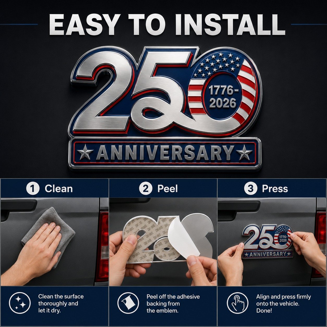 🎊Celebrate America’s 250th Anniversary with a Patriotic Car Emblem