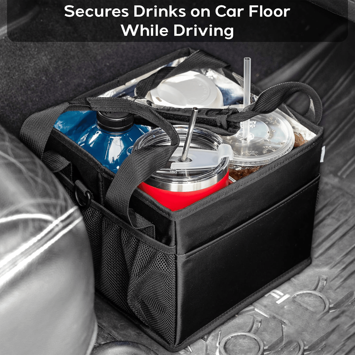 ☕Reusable Drink Carrier with Handle – Tip-Resistant 4 Cup Carrier with Shoulder Strap
