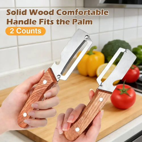 Wooden-Handled Stainless Steel Sharp Peeler