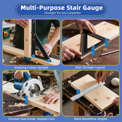 🔥LAST DAY 49% OFF 🛠️Tall Stair Gauges for Framing Square with Holder, for Carpentry Squares, Framing Jig Circular Saw