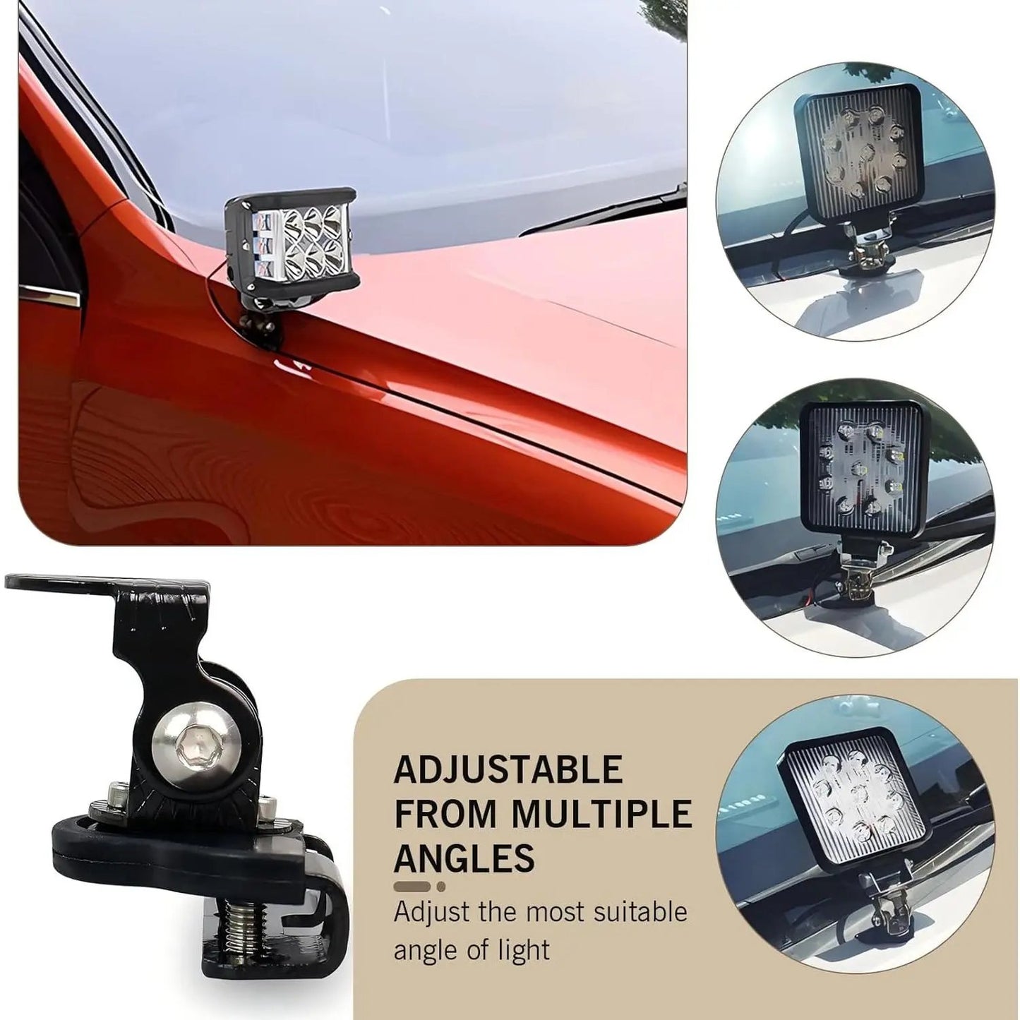 🔥LAST DAY 49% OFF - 🛠️🚗2PCS Universal Hood LED Light Bar Mounting Brackets