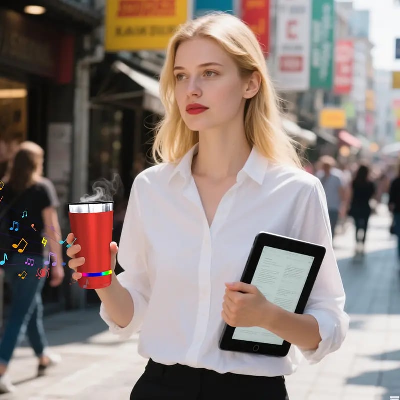 🎧 Bluetooth Speaker Tumbler – 16oz Double-Wall Stainless Steel with LED Glow