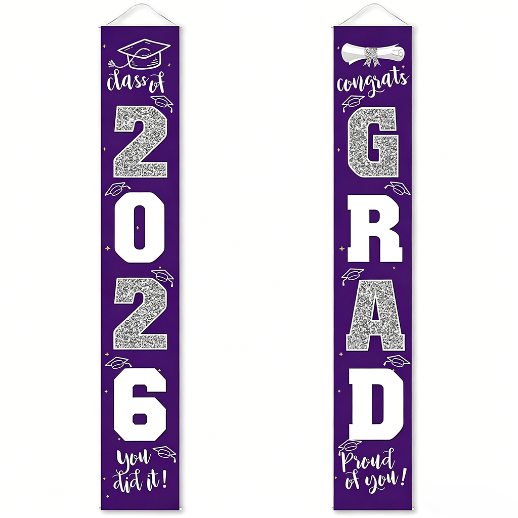 🔥LAST DAY 50% OFF - 🎓Class of 2026 Graduation Banner | Congrats Grad Front Door Porch Decor for Graduation Party (✨Set of 2)