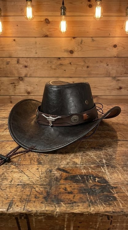 🔥Last Day 60% OFF🤠Daisy’s Premium Handcrafted Leather Cattleman Hat – Authentic Western Outback Style 🤠🌵