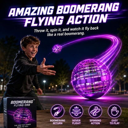 🌟🛸 Boomerang Flying Orb Toy, Hand-Controlled Hover Ball with LED Lights
