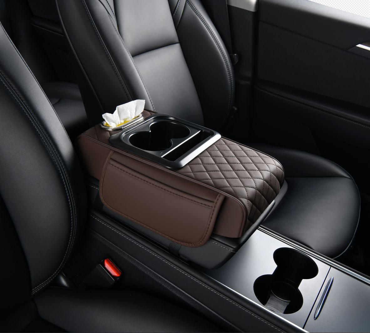 🚗 5-in-1 Luxury Car Center Console Organizer - Universal Fit Armrest Mat & Storage