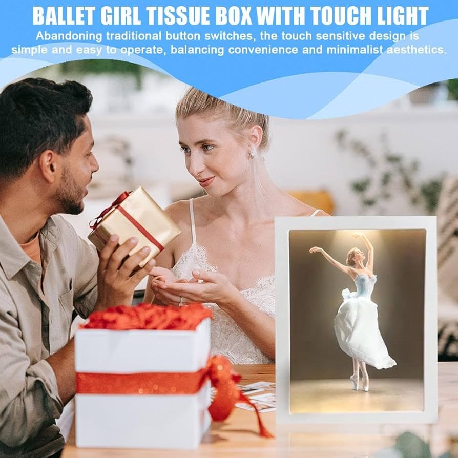 Ballet Dancer Tissue Box with Light Rectangular Creative Decorative Cover
