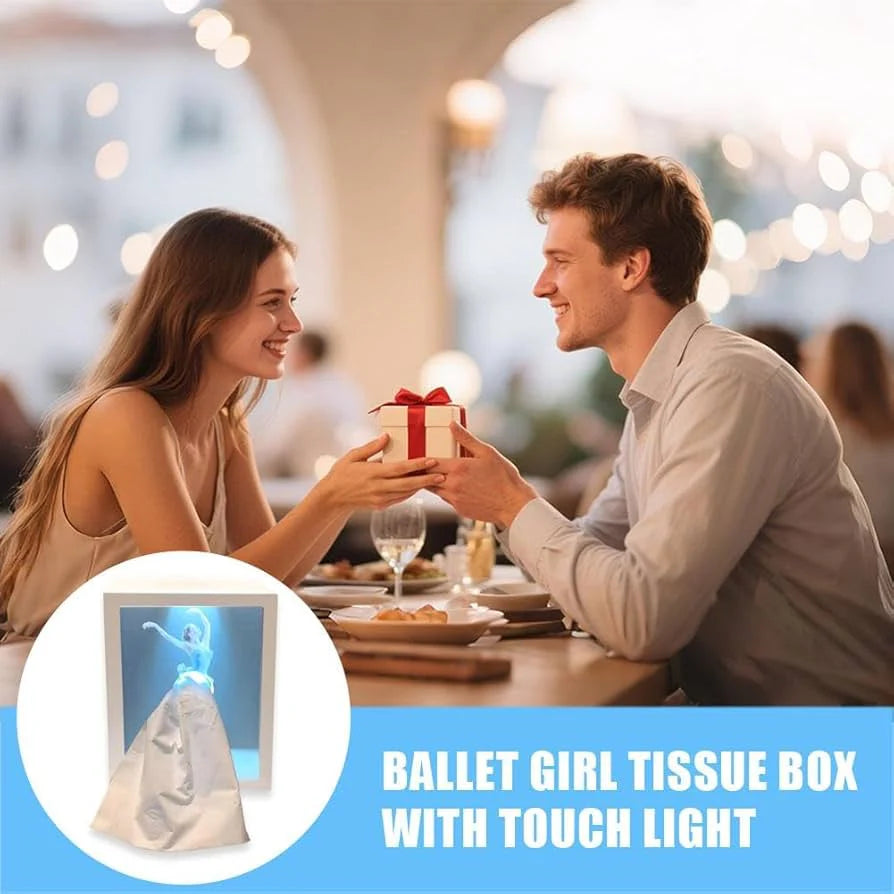 Ballet Dancer Tissue Box with Light Rectangular Creative Decorative Cover